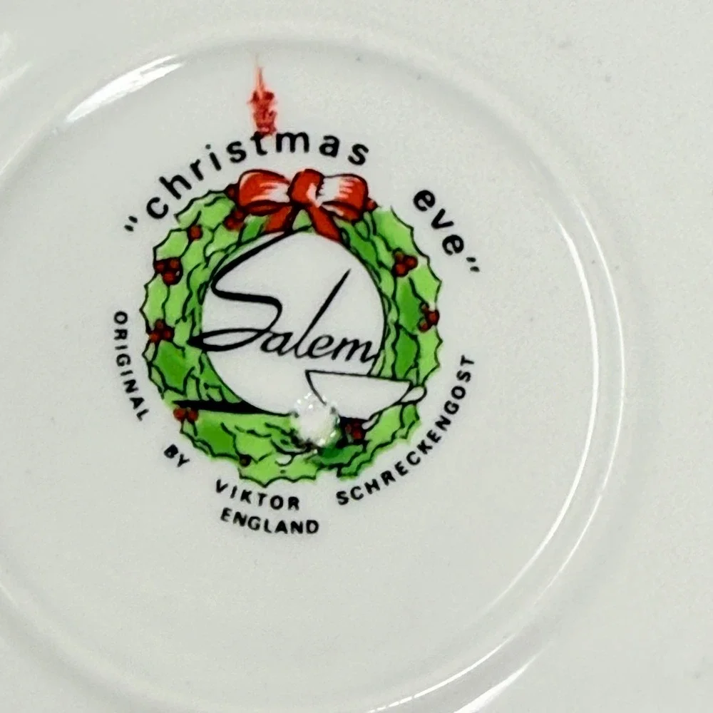 Salem China Christmas Eve Saucers Set of 3 Viktor Schreckengost Winter Village